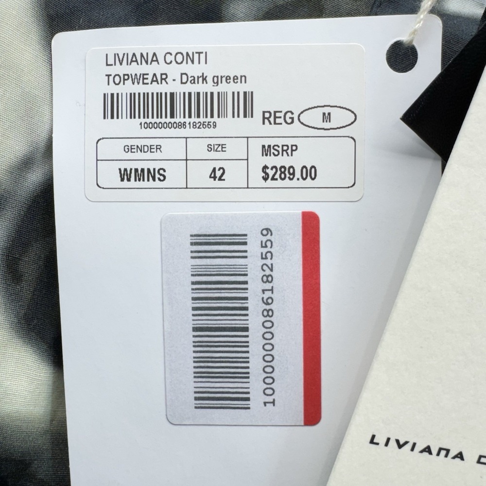 NWT Liviana Conti Off Shoulder Blouse Womens M IT 42 Black Abstract Print $289 - Picture 5 of 13